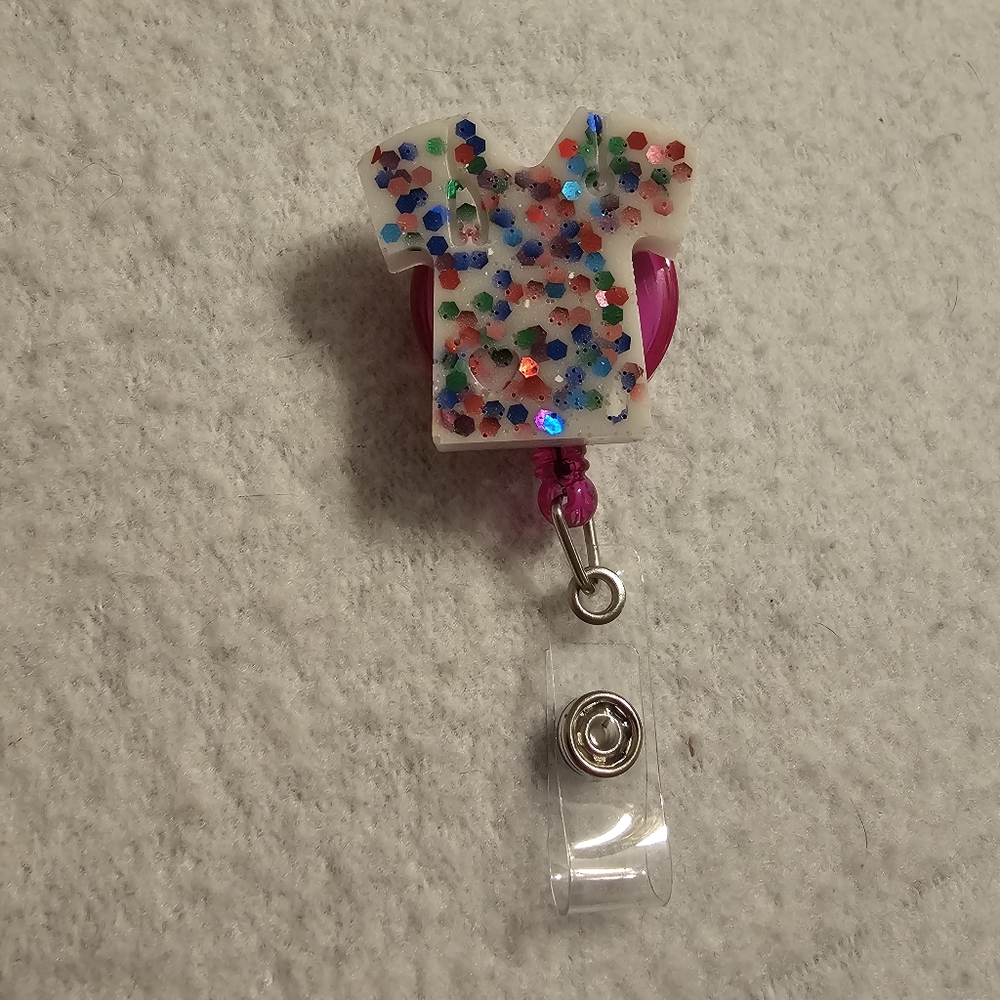 Handmade Resin Rainbow Sparkle Pink Beautiful Beacons Badge Pull